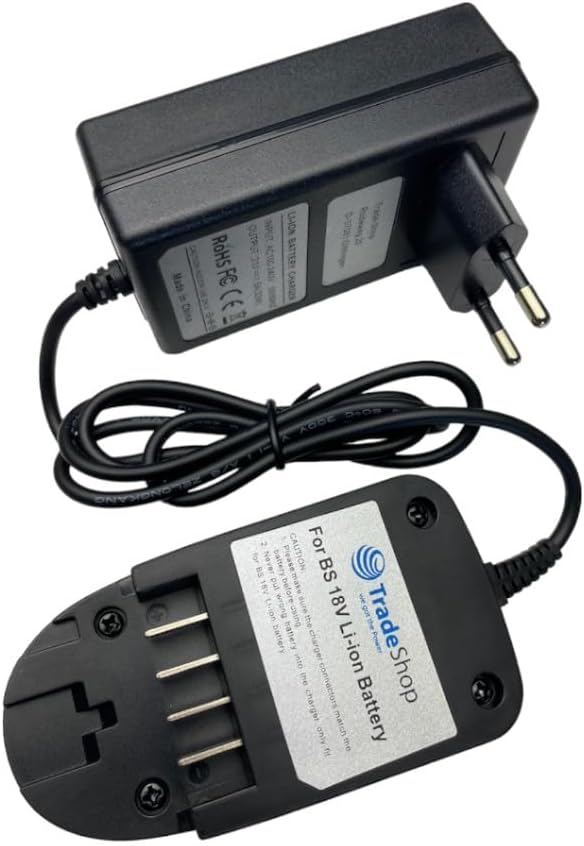 Trade-Shop 18V Li-Ion Akku Ladegerät kompatibel mit Bosch PSR 18 Li-2, PSR 18 Li-2H, PSB 18 Li-2, PS