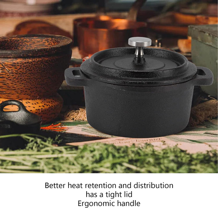 Verdickter, ergonomischer Griff, isolierter Gusseisen-Kochtopf mit Deckel, Dutch Oven, doppelte Kera