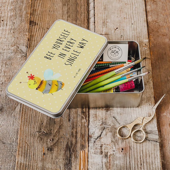 Mr. & Mrs. Panda Metalldose rechteckig Biene Blume - Geschenk, Aufbewahrungsdose, Blechdose, Alumini