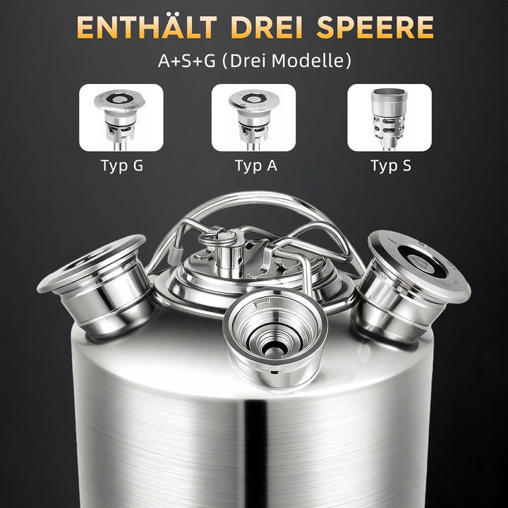Bierreinigungsfass 10l, 3-Kopf Schankanlagen-Reinigungsset, EnthäLt A, G Und S Keg-Seil Mit Citronel