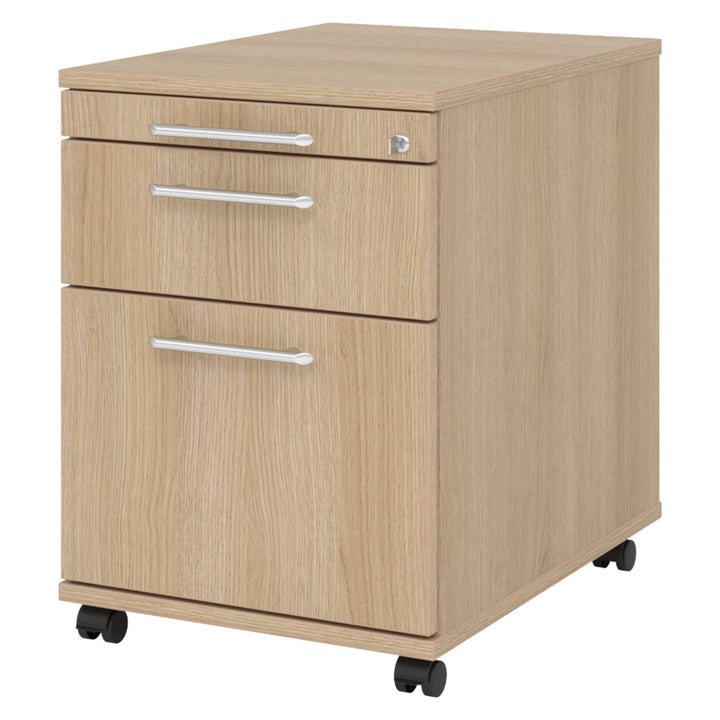 bümö Rollcontainer mit Hängeregistratur, Container abschliessbar aus Holz in Eiche - Rollwagen für&