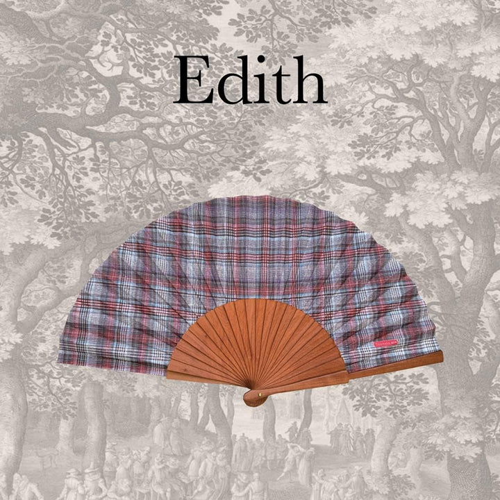 Handfächer Edith - Aus Holz und Baumwolle - 100 % spanisches Handwerk - Inklusive natürlicher Juteta