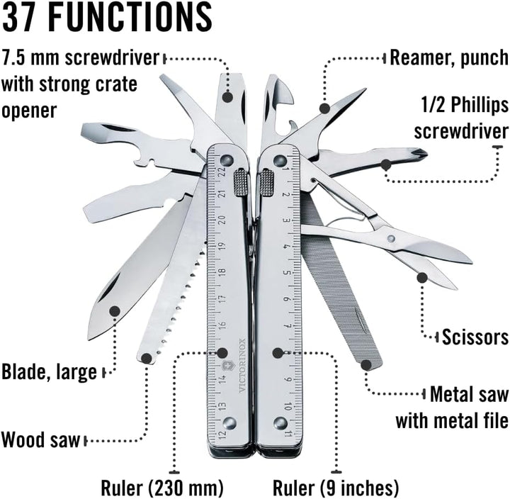 Victorinox Multifunktionstool, Swiss Tool X Plus, Taschen Werkzeug, 38 Funktionen, Kombi-Spitzzange,