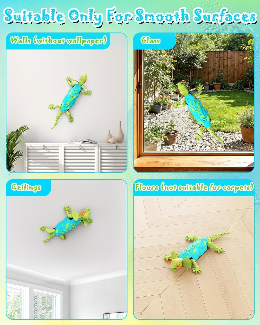 Gecko Wandflitzer - Ferngesteuerter Eidechse Spielzeug Kinder RC Roboter mit Leuchtende Augen, Aufla