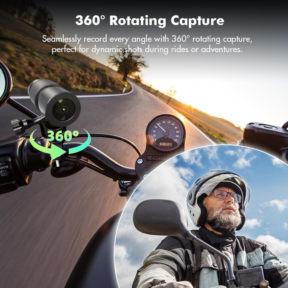 VSYSTO WiFi Motorrad Kamera, OLED Kabelcontroller, GPS, ODO Berechnung, wasserdicht HD 1080P 150 ° W