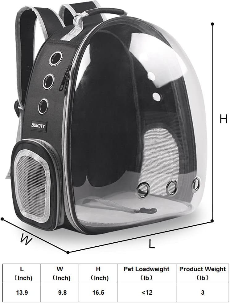 BEIKOTT Katzenrucksack Tragetasche, Hunderucksack, Haustier-Bubble-Rucksack für kleine Katzen, Welpe