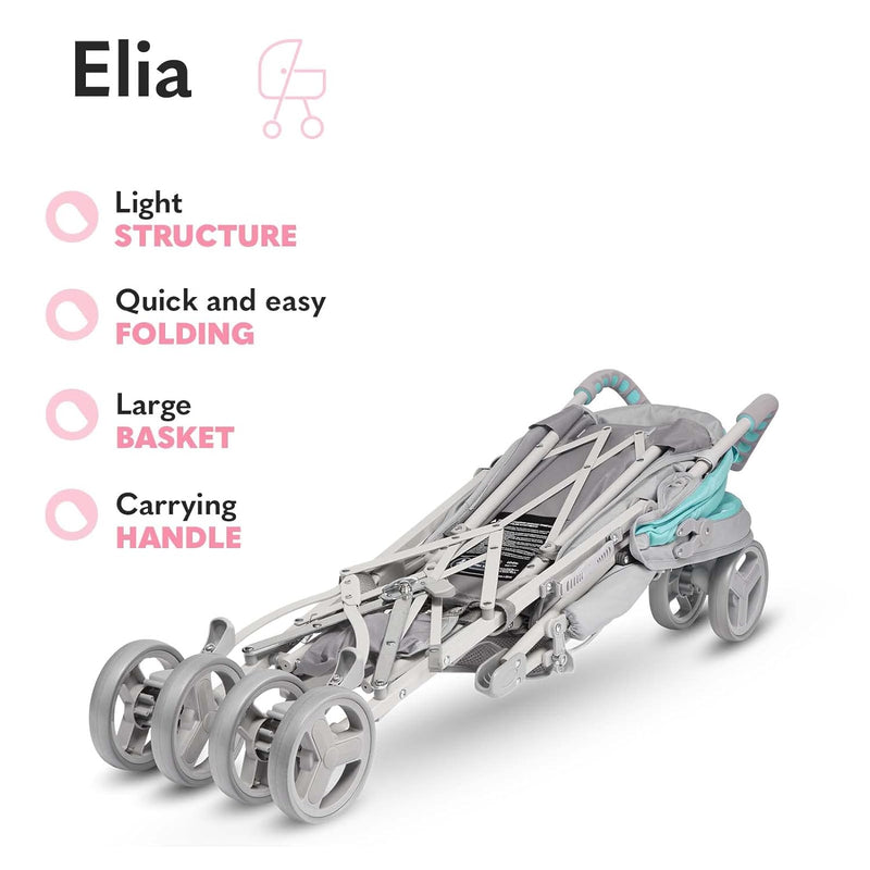 LIONELO Elia Buggy klein zusammenklappbar Kinderwagen bis 15 kg, Rücken und Fussstützenverstellung H