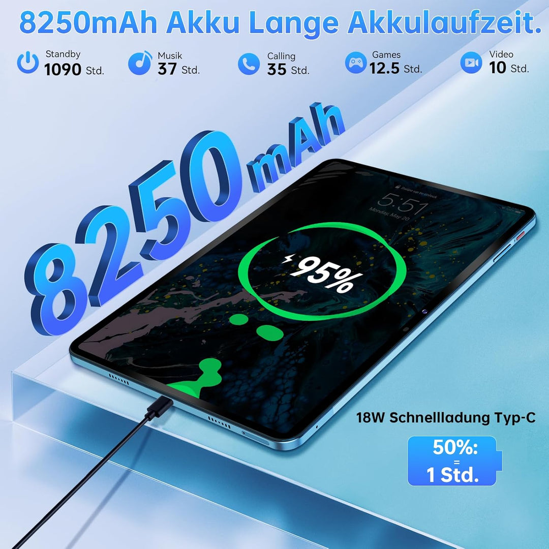 OUKITEL OT5S Tablet 12 Zoll - 2024 Neueste Android 14 Tablet 24GB RAM+256GB ROM(2TB TF) Gaming Table