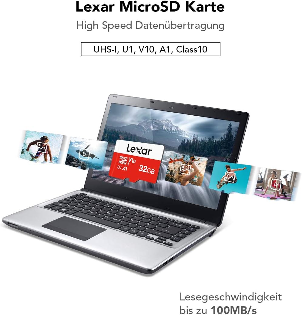 Lexar Micro SD Karte 32GB 2er Pack, Speicherkarte Micro SD mit SD Adapter, Bis zu 100 MB/s Lesegesch