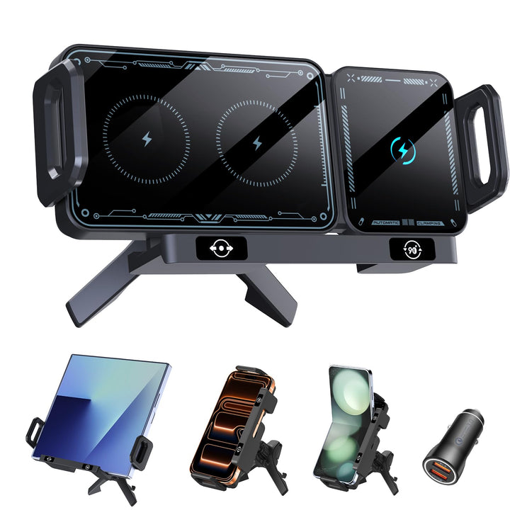Handyhalterung Auto für Galaxy Z Fold 7 6 5 4 3 2 mit Ladefunktion 15W Dual Coils QC 3.0 Fast Wirele