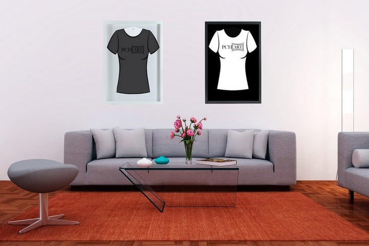 3D Trikotrahmen mit Kunstglas | Grösse: 70x90cm | Material: MDF | Farbe: weiss-weiss | Tiefer Rahmen