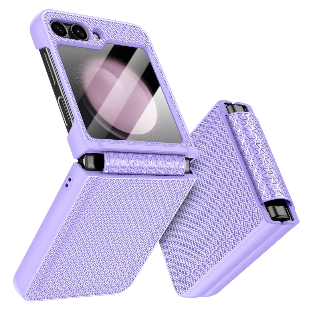 Doeshine for Samsung Galaxy Z Flip 5 Hülle mit Scharnierschutz & Displayschutzfolie, Rutschfester Te