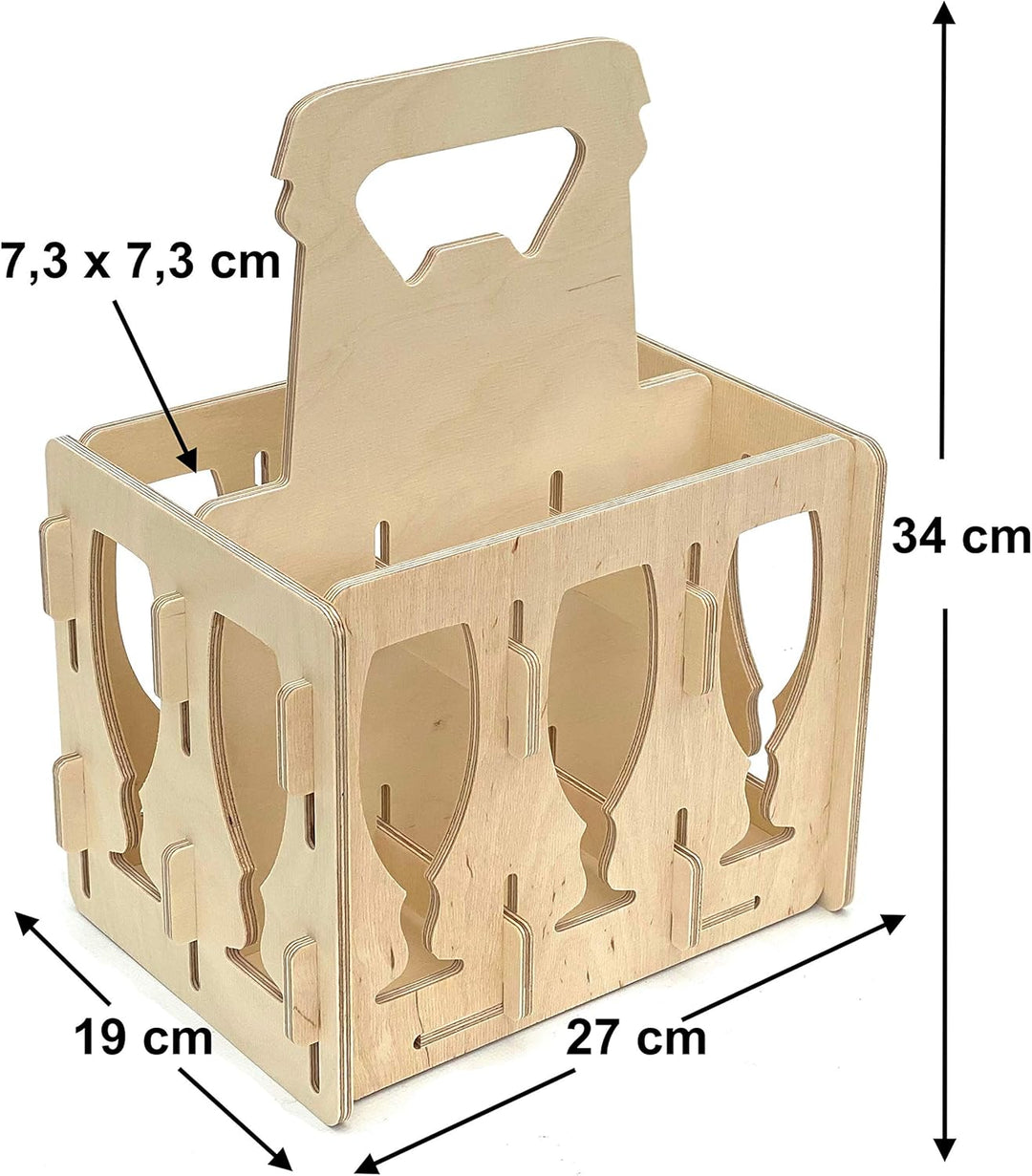 DanDiBo Bierträger aus Holz 6 Flaschen Flaschenträger 96141 Flaschenkorb Männerhandtasche Bier