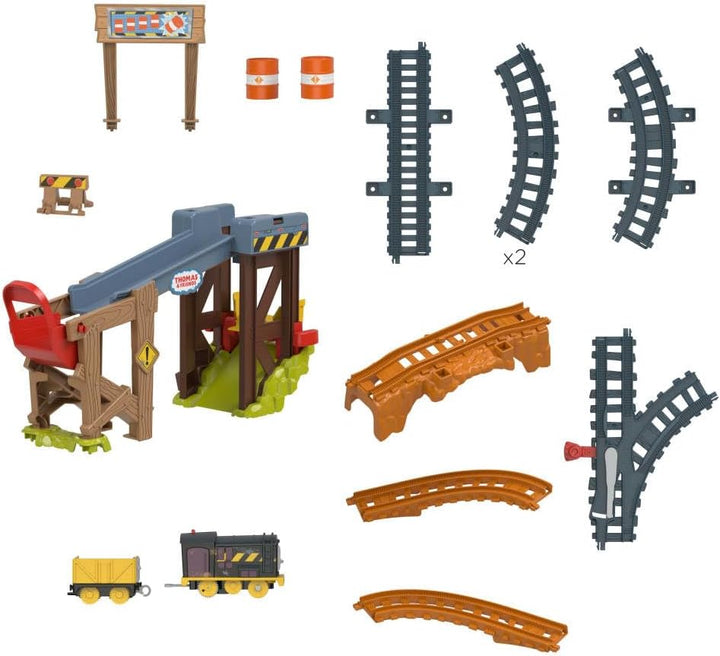 Thomas & Friends batteriebetriebenes Spielzeugeisenbahn-Set Diesels Baustellen-Set mit Schienen und