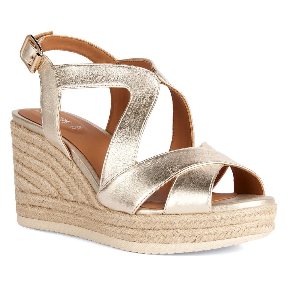 Geox Mädchen D Panarea Espadrille Wedge Sandal 39 EU Lt Gold, 39 EU Lt Gold
