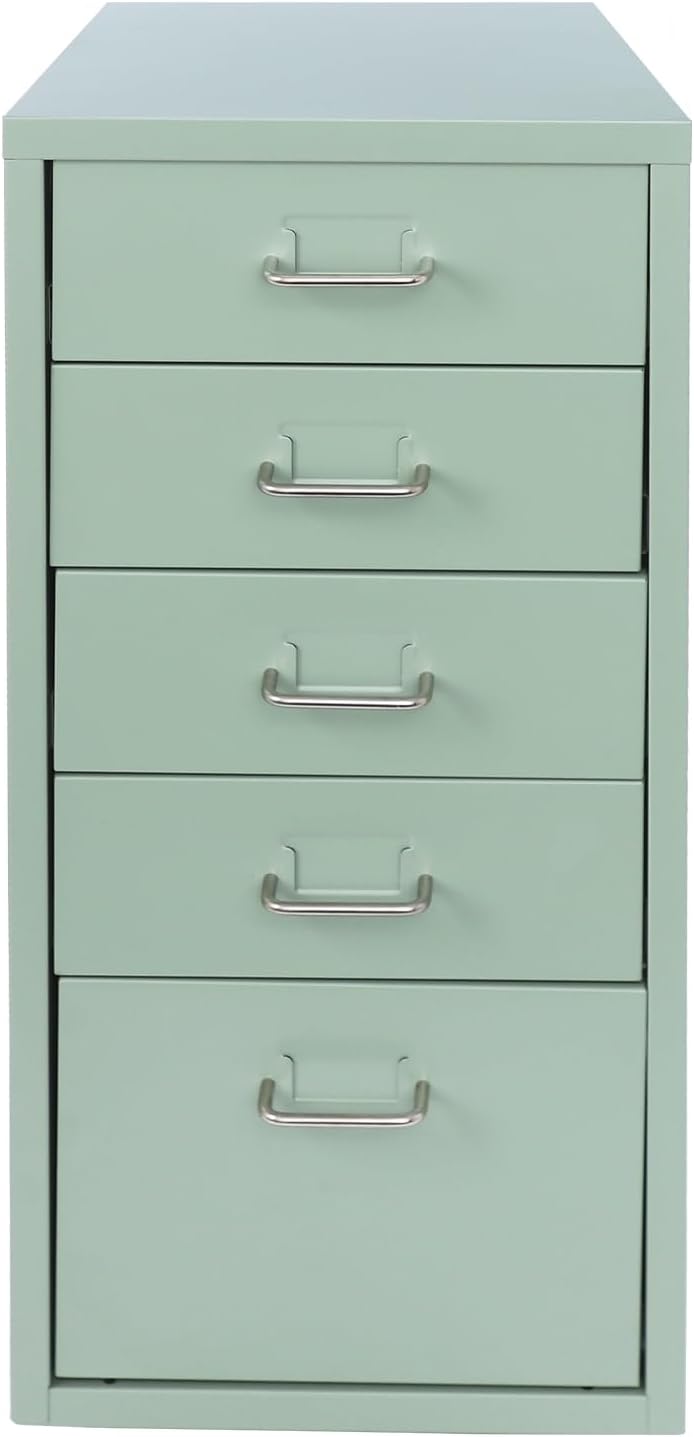 Schubladenschrank, Rollcontainer, Mobiler Aktenschrank, Bürocontainer mit 5 Schubladen, Metallschran