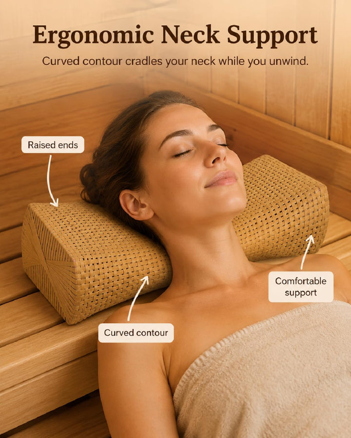 iplusmile Simuliertes Rattan Saunakissen Ergonomisches Nackenstützkissen Für Sauna Dampfbad Wellness