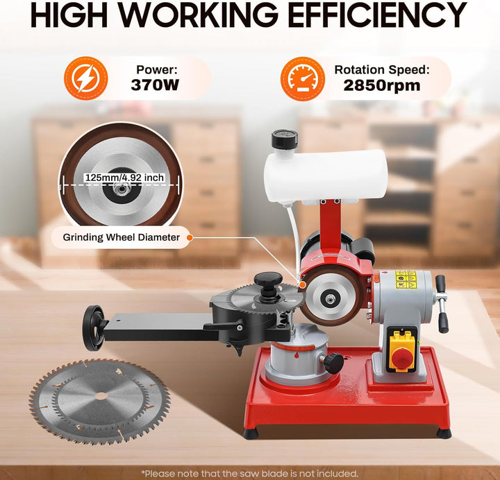 370W Schärfmaschine Schärfmaschine, 220V 2850RPM Schärfgerät Kreissägeblatt Nass Kreissägeblattschär