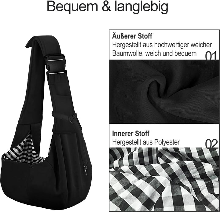 PetLoft Tragetuch Hund, Reversibel Kleine Hundetrage, Einstellbar Pet Tragetuch, Freisprecheinrichtu