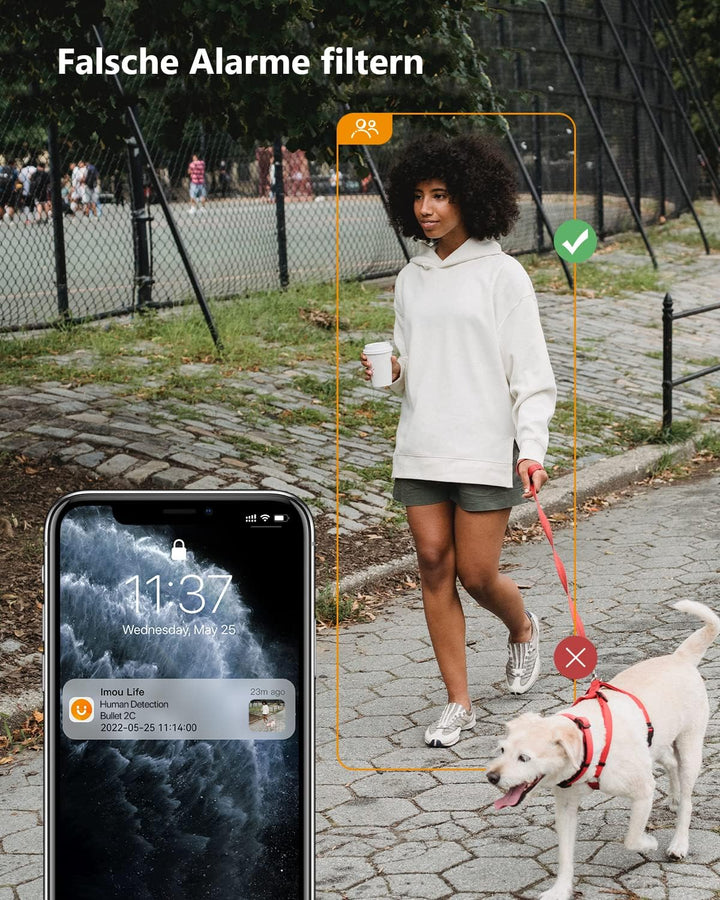 Imou 2K/3MP Überwachungskamera Aussen, WLAN IP Kamera Outdoor mit 30m Nachtsicht, AI Personenerkennu