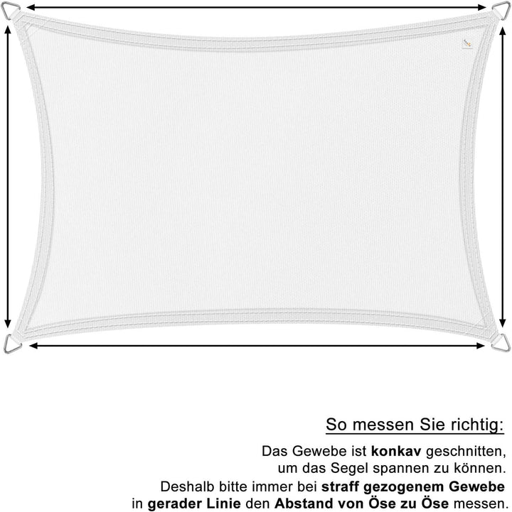 hanSe Sonnensegel rechteckig, Segeltuch Rechteck, 2x3 m in Sand, aus 100% Polyester, wetterbeständig