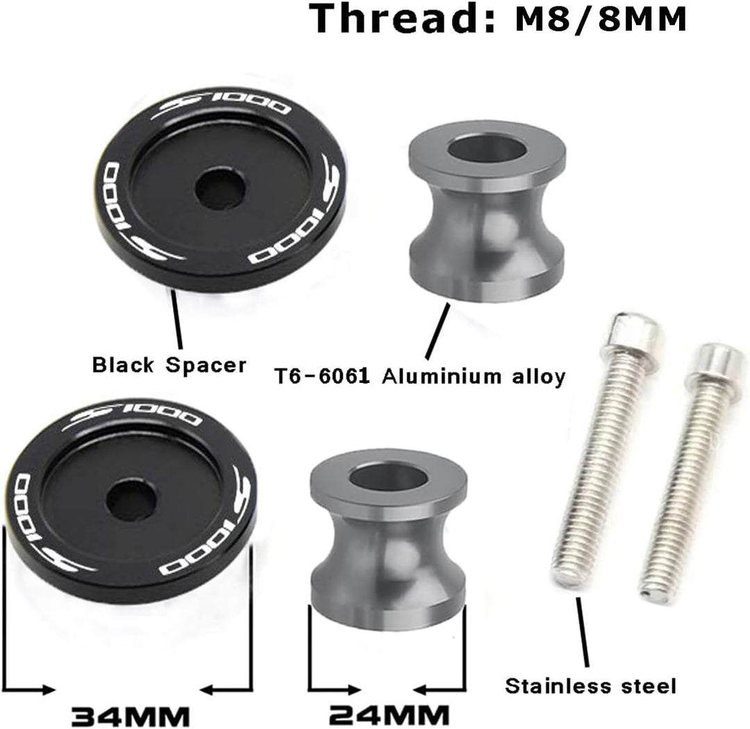 2pcs Montageständer Racingadapter M8*1,5 Bobbins CNC Ständeraufnahme Für S1000R S1000RR S1000XR S100