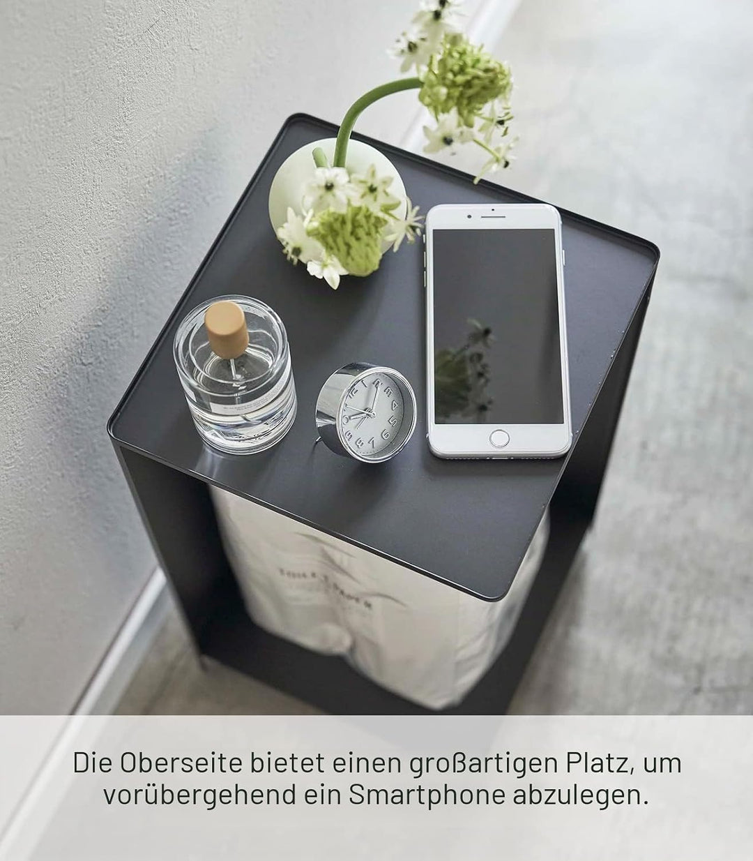 Yamazaki Rollen Toilettenpapierhalter mit Lenkrolle, Legierter Stahl, Schwarz, One Size One Size Sch