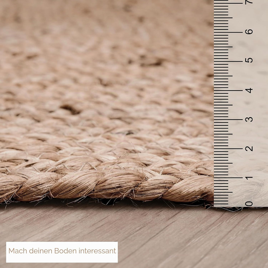 RAJRANG BRINGING RAJASTHAN TO YOU Natürlicher ovaler Jute-Teppich 122 x 69 cm geflochtener handgeweb