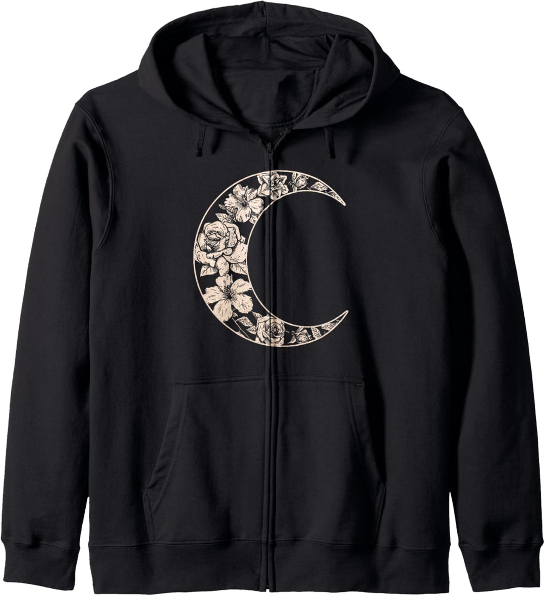 Trendy Floral Moon Outline Kapuzenjacke