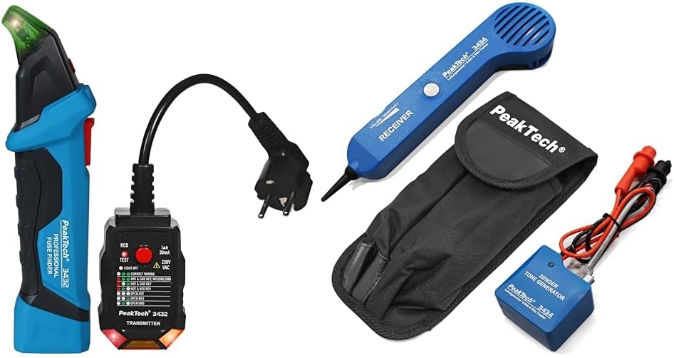 PeakTech 3432 Sicherungsfinder/Stromkreisfinder mit Steckdosentester für 230V Schuko & 3434 – Leitun