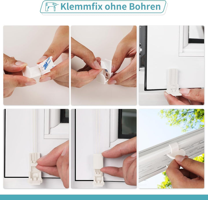 HOMEDEMO Plissee ohne Bohren Verdunkelung, Thermo Plisseerollo Klemmfix, 110 x 50 cm (LxB) Weiss mit
