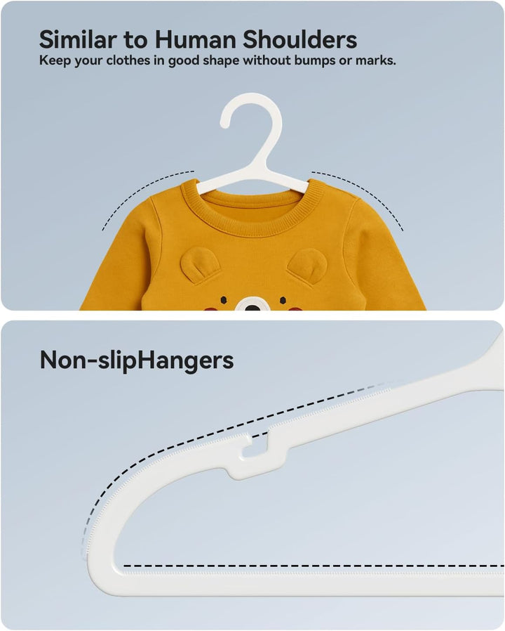 100 Stück Kinder-Kleiderbügel aus Kunststoff, Platzsparend Baby Bügel, Rutschfester Kinderkleiderbüg