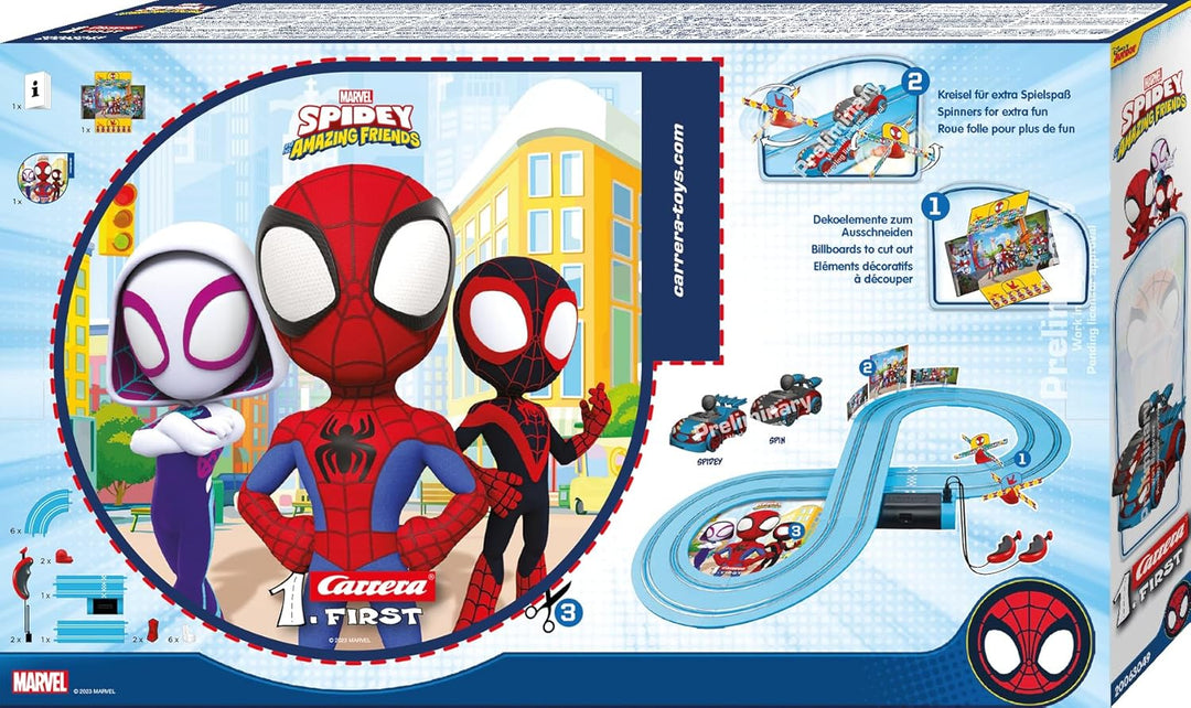 Carrera - 20063049 - Carrera First I Spidey Web Spinners Rennbahn-Set I Auto für Rennbahn | Rennbahn