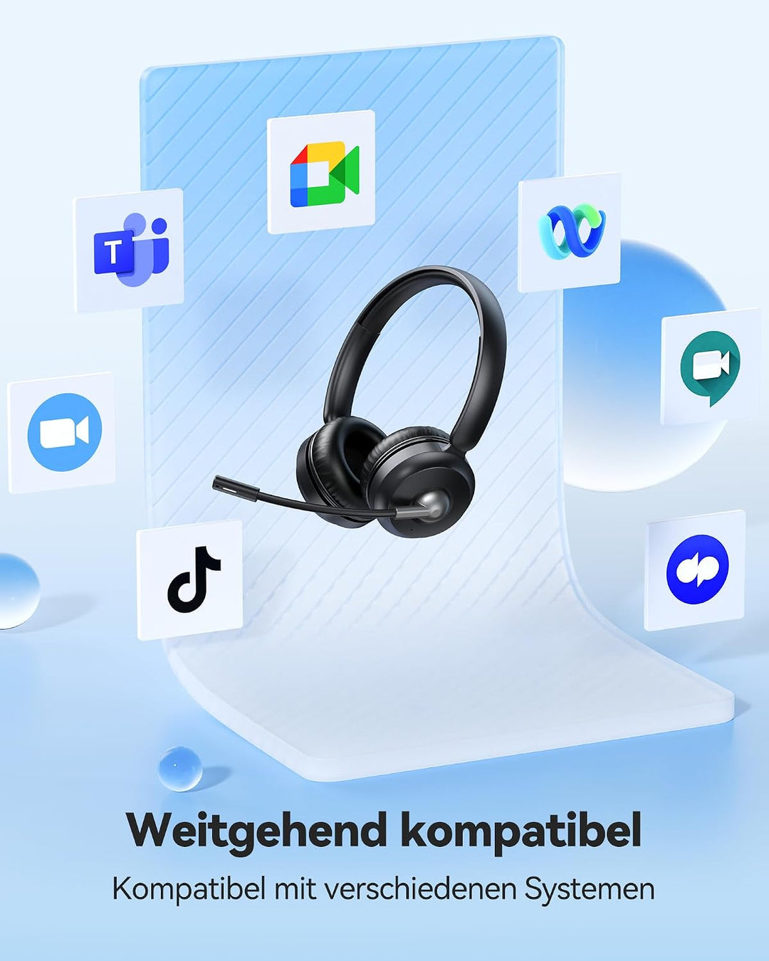 TECKNET V6.0 Bluetooth Headset mit Mikrofon, kabellos Headset mit ENC-Störunterdrückung&amp;EIN-Tasten-S