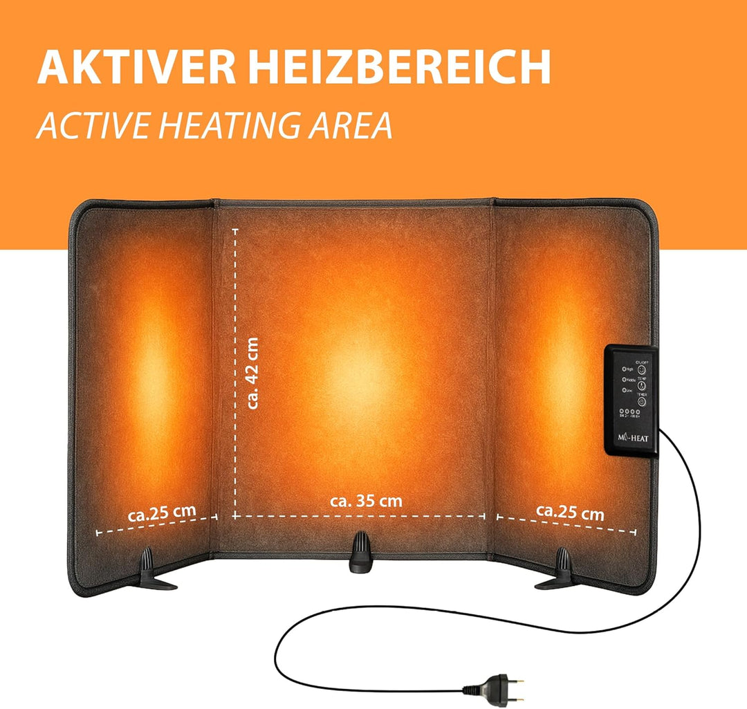 Mi-Heat Infrarot Schreibtischheizung 51x100cm Heizpaneel 165W Standheizung für Büro Schreibtisch Arb