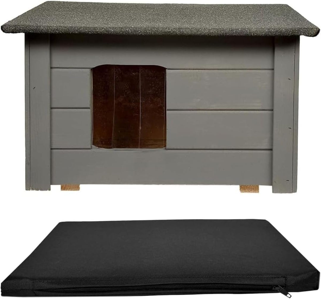 Katzenset – Katzenhaus aus Holz mit Isolierung + Waschbare Katzenmatte – Komfortabler Rückzugsort fü