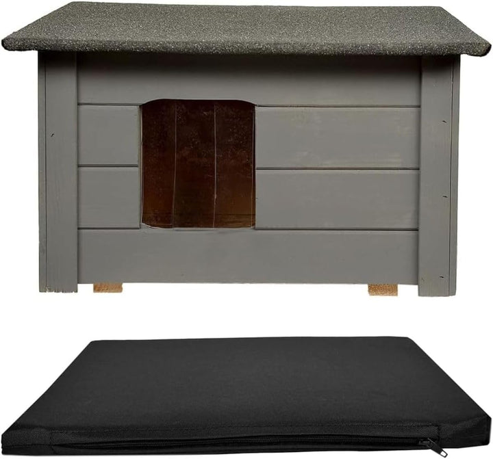 Katzenset – Katzenhaus aus Holz mit Isolierung + Waschbare Katzenmatte – Komfortabler Rückzugsort fü