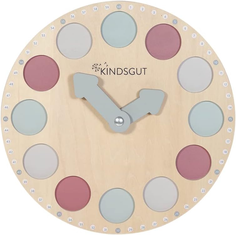 Kindsgut Lernuhr, Lernspielzeug aus Holz für Kinder, Unisex, Zahlen 1-12 und 13-24, spielerisch Lern