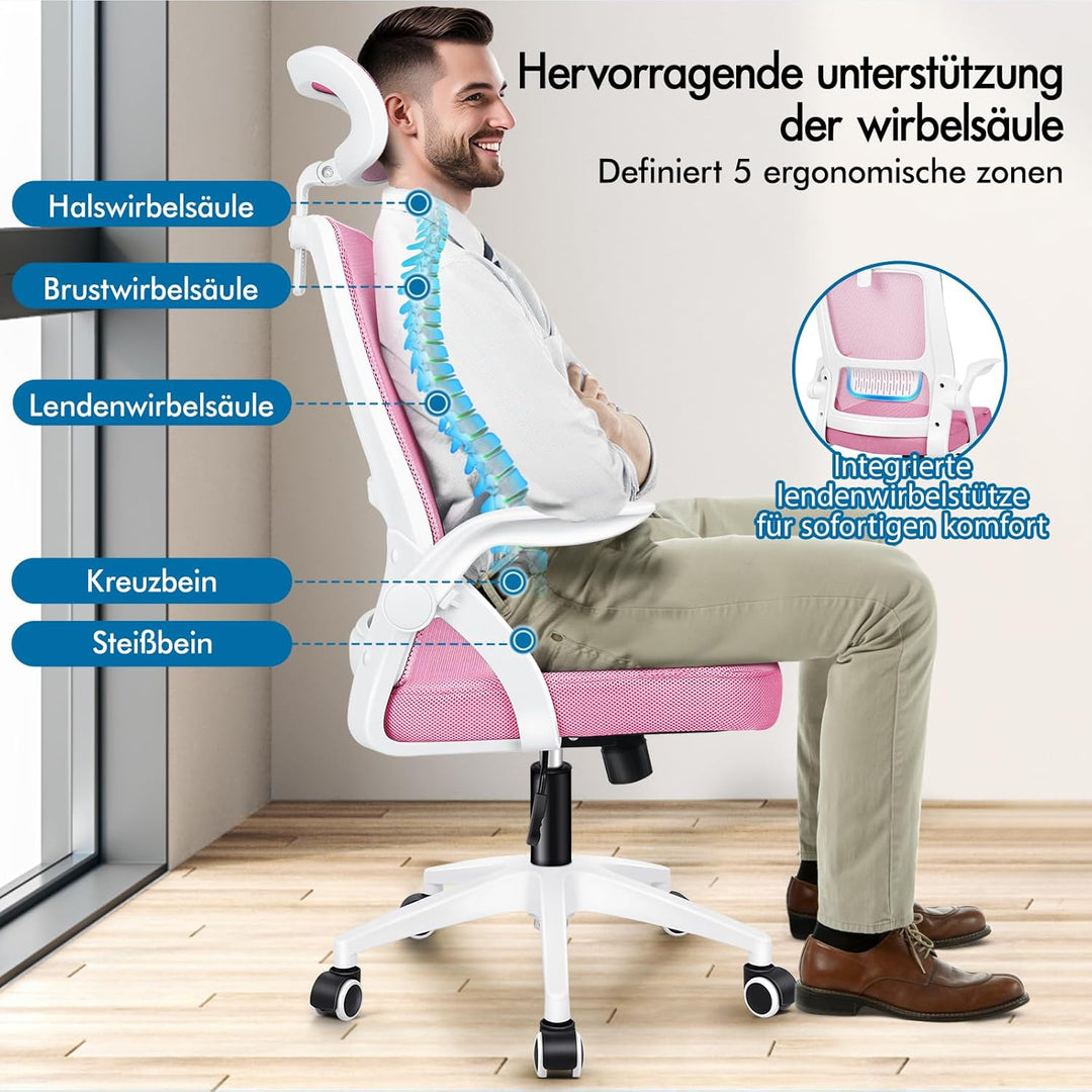 ALFORDSON Bürostuhl, Sessel mit Kopfstütze, Computer-Schreibtischstuhl mit Lordosenstütze, Drehstuhl