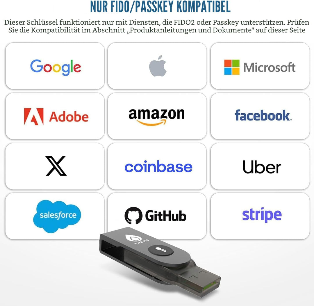 Thetis Pro-A FIDO2-Sicherheitsschlüssel-Passkey-Gerät mit USB A und NFC, TOTP/HOTP-Authentifikator-A
