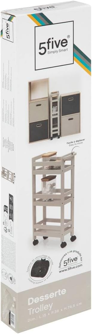 5five - servierwagen mit Rollen 3 Ebenen colorama naturbeige