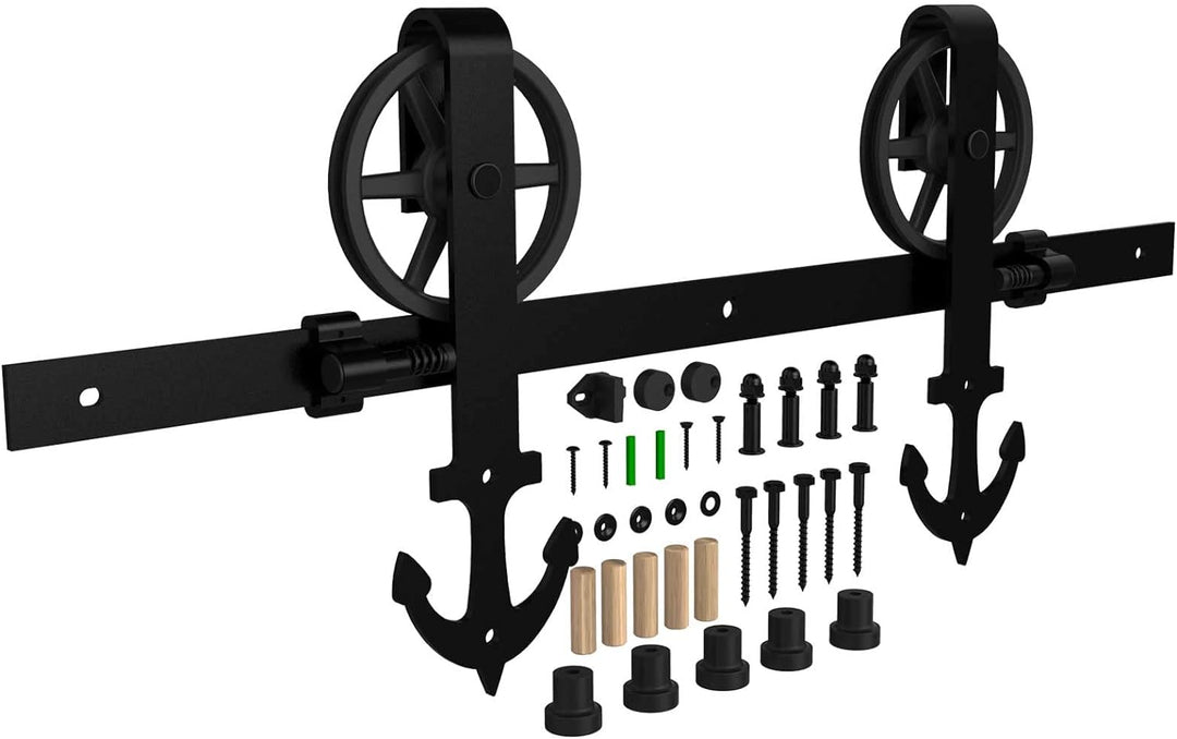 WOLFBIRD 200cm(6.6FT) Hardware Schiene Kit Schiebetür Rolle Grosses Rad, Verwendet für Schiebetürbes