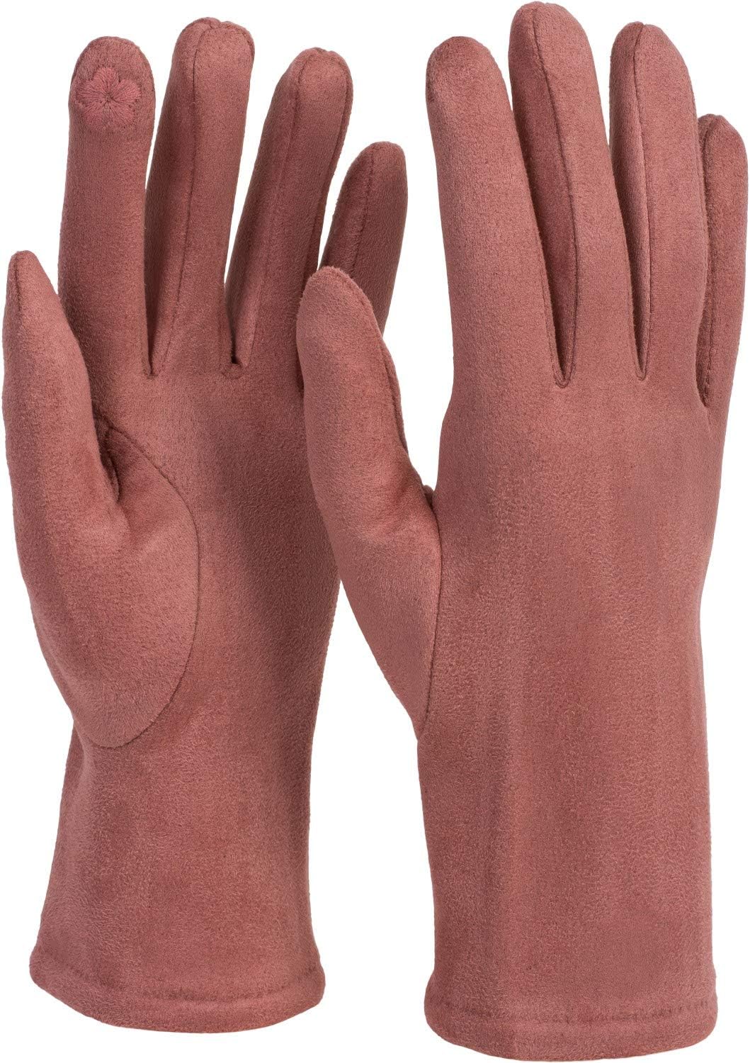 styleBREAKER Damen Touchscreen Stoff Handschuhe mit abnehmbaren Strick Stulpen, warme Fingerhandschu