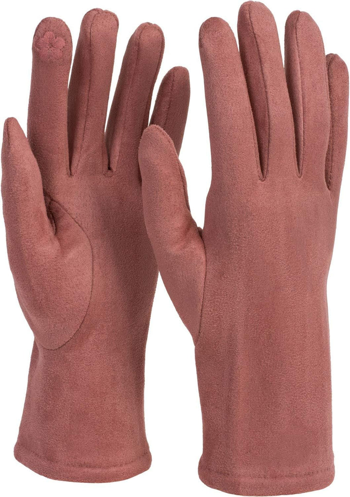 styleBREAKER Damen Touchscreen Stoff Handschuhe mit abnehmbaren Strick Stulpen, warme Fingerhandschu