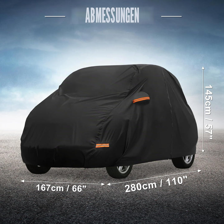 X AUTOHAUX Autoabdeckung für Smart Fortwo 2007-2019 210D-PU Outdoor Vollgarage Allwetter mit Türreis