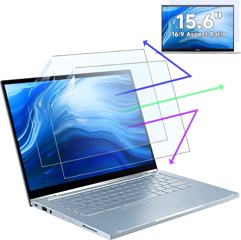 2 Stück Blaulichtfilter Displayschutzfolie für 15.6 Zoll 16:9-Seitenverhältnis Laptop Bildschirm, An