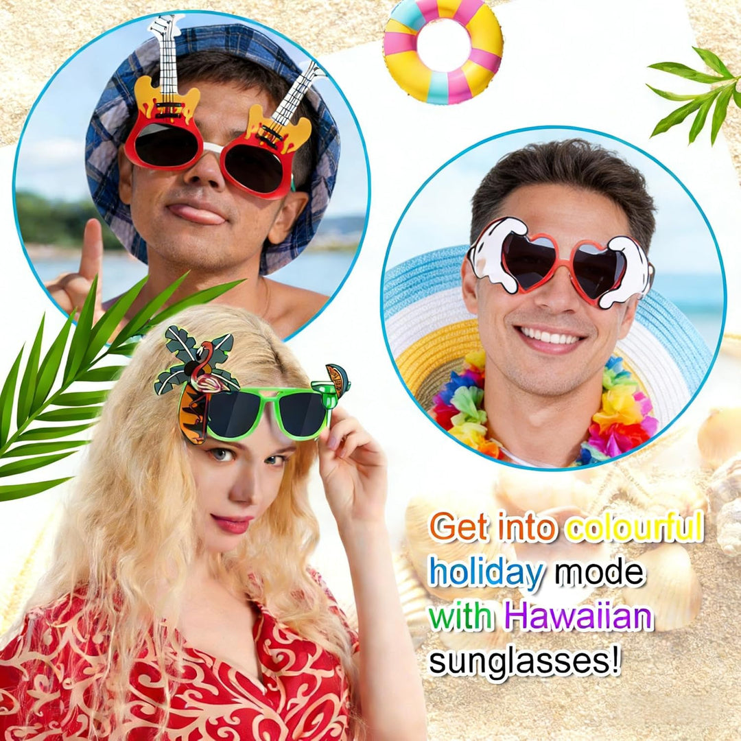 10 Einzigartige Hawaiianische Lustige Sonnenbrille Partybrillen Fotobox Accessoires Diese Neuartigen
