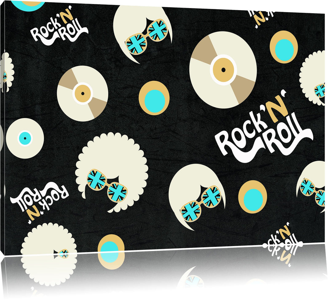 Pixxprint Rock 'n' roll Collage als Leinwandbild/Grösse: 100x70 cm/Wandbild/Kunstdruck/fertig bespan