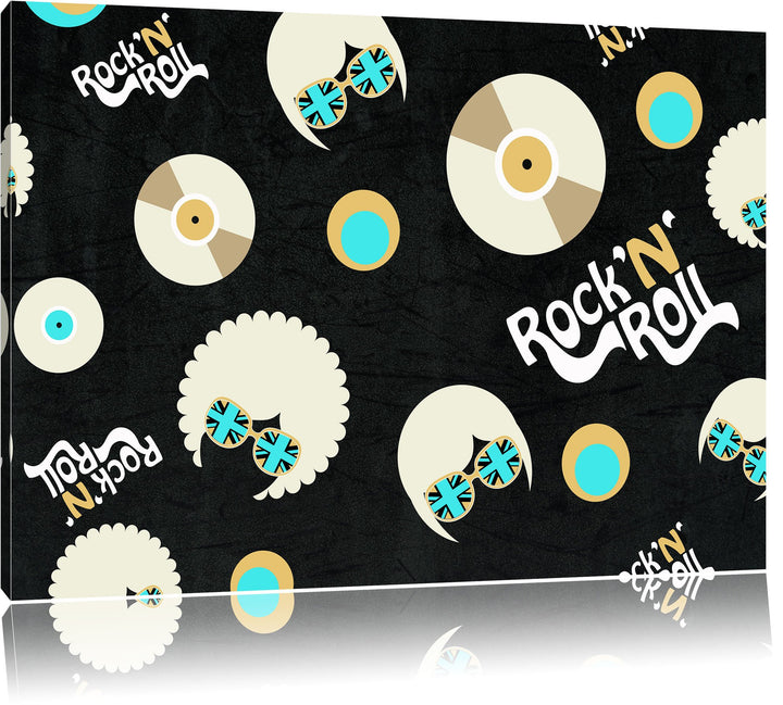 Pixxprint Rock 'n' roll Collage als Leinwandbild/Grösse: 100x70 cm/Wandbild/Kunstdruck/fertig bespan