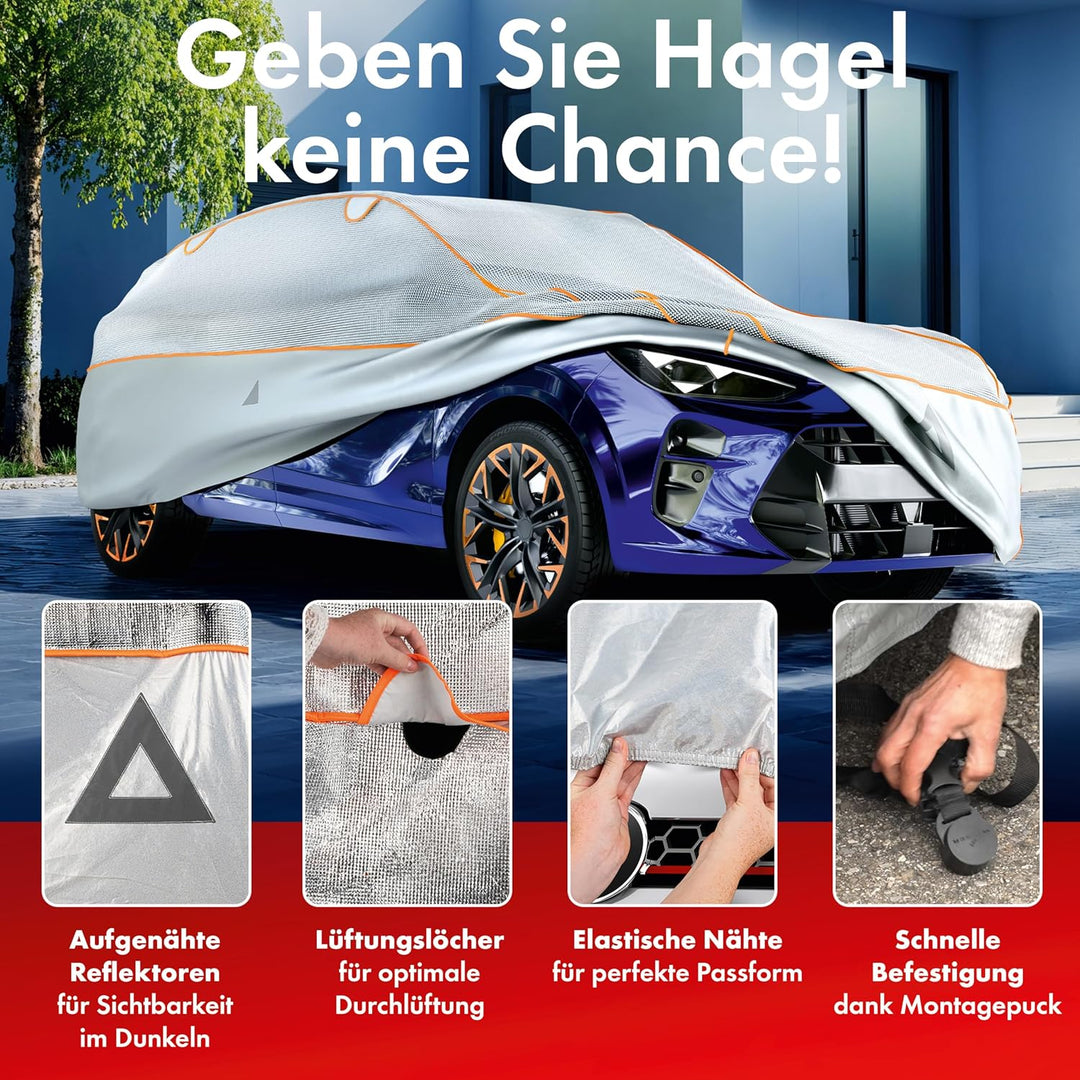 WALSER Premium Hagel- &amp; Hitzeschutz Abdeckplane Auto, Auto Hagelschutzplane EPE Sun Protect - reduzi